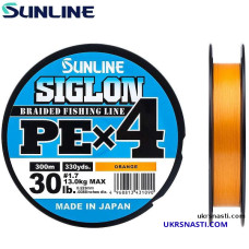 Шнур Sunline Siglon PE х4 диаметр 0,242мм размотка 300м оранжевый